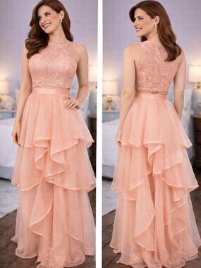 NWT Terani Couture Two Piece Peach Formal Gown $473